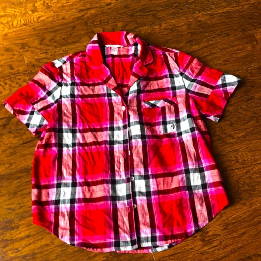 Victoria secret pajamas top plaid‎ size XS